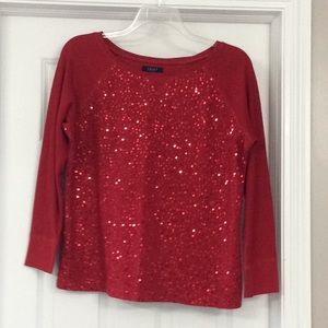 Red sequin thermal top.